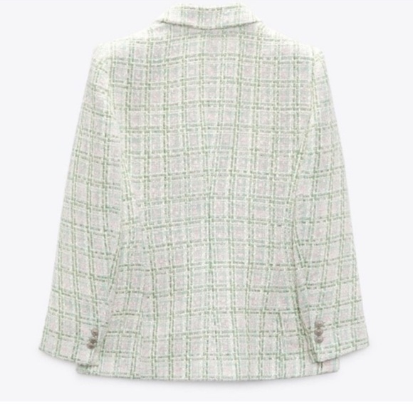 Zara Tweed Double Breasted Texture Blazer Jacket - Picture 4 of 13